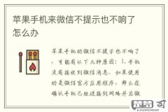 苹果手机微信来信息不提示咋回事