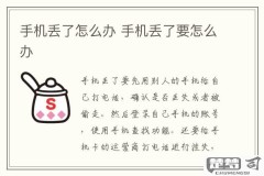 手机丢了紧急处理方法