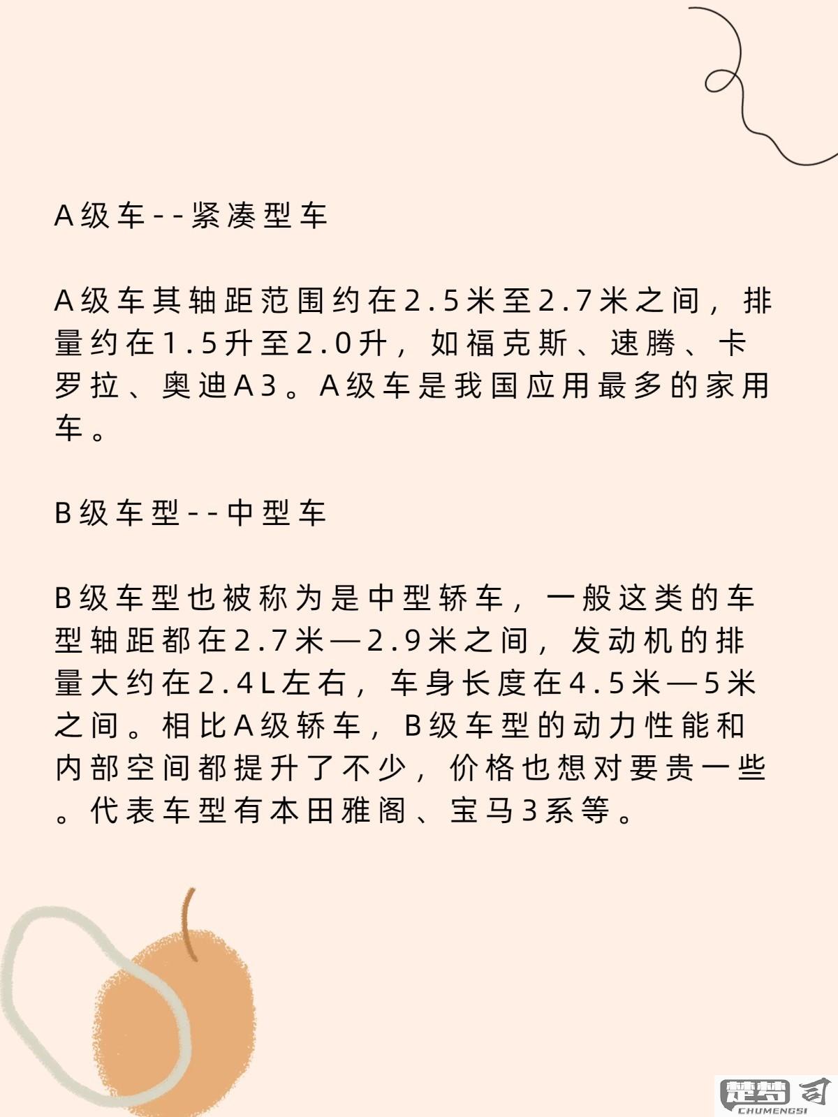 abcd级车怎么区分？了解各级别汽车的核心参数与代表车型